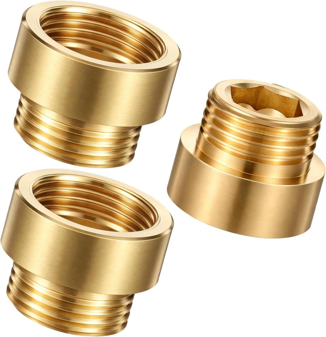 3 Pcs Tub Spout Adapter Length 20 mm G1/2 Male to Female Brass Fittings Pipe Plumbing Extender Pipe Fitting Coupler Copper Shower Head Extender for Connecting and Extending Pipes Tubs Taps