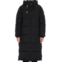 PUREMSX Womens Long Puffer Coat, Warm Thick Insulated Quilted Outdoor Windproof Hooded Jacket Black L Size