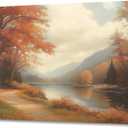Pugwak Vintage Fall Lake Landscape Wall Art Canvas Prints - Rustic Autumn Forest Wall Decor Framed Canvas Art Painting Artwork for Home Bedroom Living Room Decor 11×14 Inch