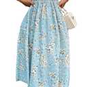Floerns Women's Plus Size Floral Square Neck Flounce Short Sleeve A Line Maxi Dress (Blue, XXL)