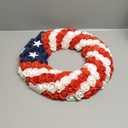 18Inch 4th of July Patriotic Roses Wreath, DILIBRA Red Blue White Foam Flower Wreath for Front Door, Artificial Memorial Day American Flag Wreath Garland Decoration for Indoor and Outdoor