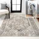 JONATHAN Y Machine Washable Green/Cream Indoor Area Rug 4X6 ft, Keesha Bold Distressed Medallion Low-Pile for Living Room, Bedroom, Kitchen, Office, Easy-Cleaning, Pet-Friendly Non-Shedding WSH316C-4
