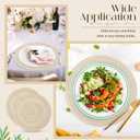 Geosar 100 Pcs Disposable Paper Placemats Cotton Woven Look 13'' Round Placemats Rustic Disposable Table Pads Bulk for Dining Table Decoration Birthday Wedding Bridal Baby Shower Party (Beige)