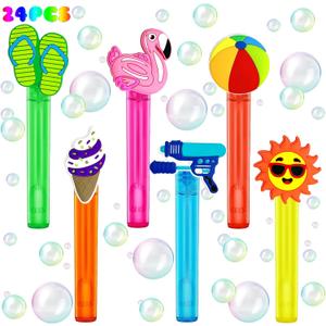 Pool Party Favors,24Pcs Summer Bubble Wands for Kids,Beach Bubble Wand for Pool Birthday Party Supplies,Classroom Prizes Pinata Goodie Bag Stuffers Gift