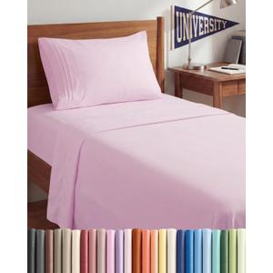 Twin XL Size 3 Piece Sheet Set - Comfy Breathable & Cooling Sheets - Hotel Luxury Bed Sheets for Women & Men - Deep Pockets, Easy-Fit, Soft & Wrinkle Free Sheets - Light Pink Oeko-Tex Bed Sheet Set