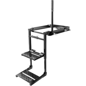 Foldable Tailgate Ladder Rack with Two Step Pad Rung Retractable Truck Tailgate Step with Telescopic Handrail, Wide Pedals for Work Flatbed Trucks and Equipment Trailers Easy Install Capacity 300 lb