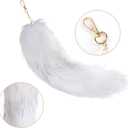 Yookat Faux Fox Masquerade Mask and Fox Tail Artificial Fox Face Mask Cat Masquerade Mask for Halloween Mardi Gras Cosplay (White)