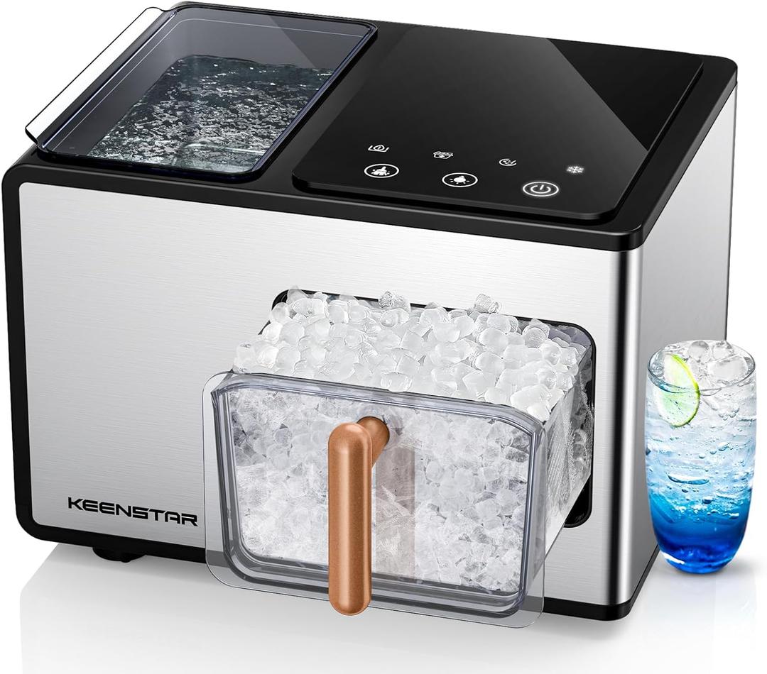 Nugget Ice Maker Countertop, 40lbs/24H, Pebble Ice Maker with Soft Chewable Ice, Self Cleaning Sonic Ice Machine, Stainless Steel w/Touch Screen for Home Office Bar Party