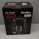 Mueller 12-Cup Drip Coffee Maker - Borosilicate Carafe, Auto-Off, Reusable Filter, Anti-Drip, Keep-Warm Function, Clear Water Level Window Coffee Machine, Kitchen Essentials & Accessories (Black)