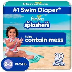 Pampers Swim Diapers - Splashers - Size 2-3, 20 Count, Gap-Free Disposable Baby Swimming Pants