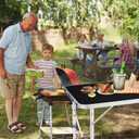 4.0 Ft Folding Portable Camping Table with Three Adjustable Heights, RV Tables for Inside a Camper, Outdoor, BBQ, Dining, Picnic, Cooking, Beach, Garden, Black
