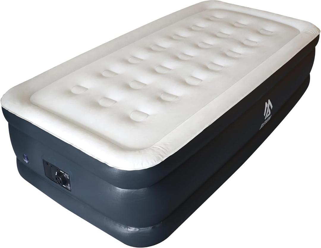 Queen Air Mattress with Built in Pump, 20" Blow Up Bed, Double-Height Non-Slip Bottom Mattress, Durable & Waterproof Air Bed for Guests Home Camping