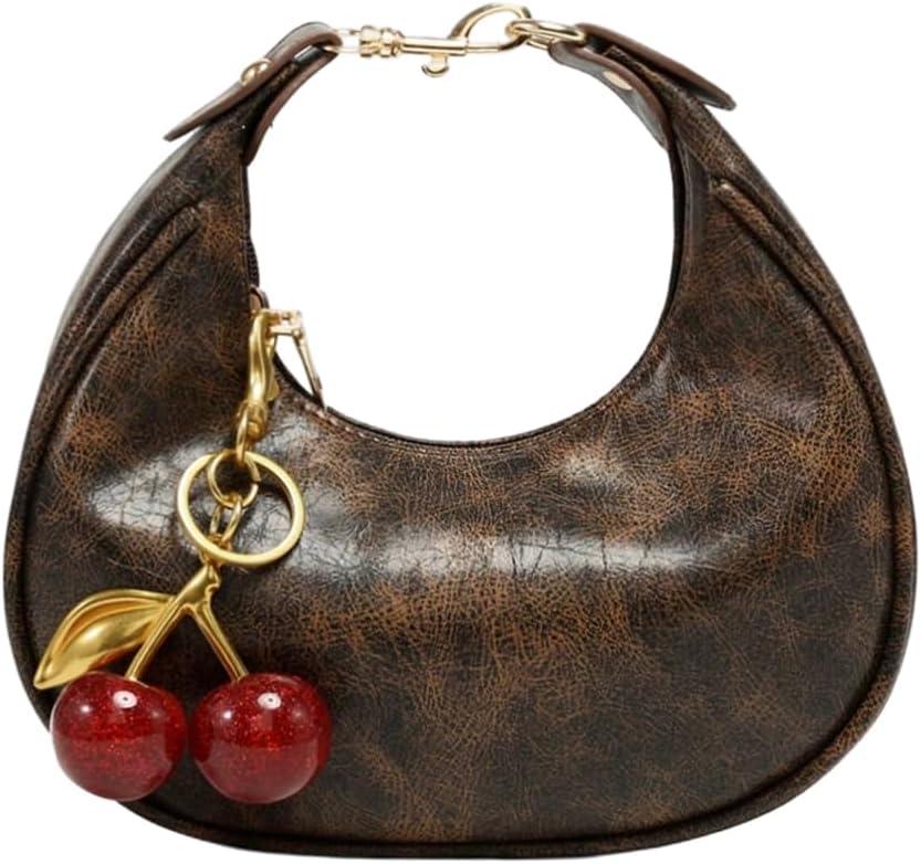 RoseSeek Women's Cute Retro Hand Bag Top Handle Hand Bags Pu Leather Hand Purse with Cherry Decor