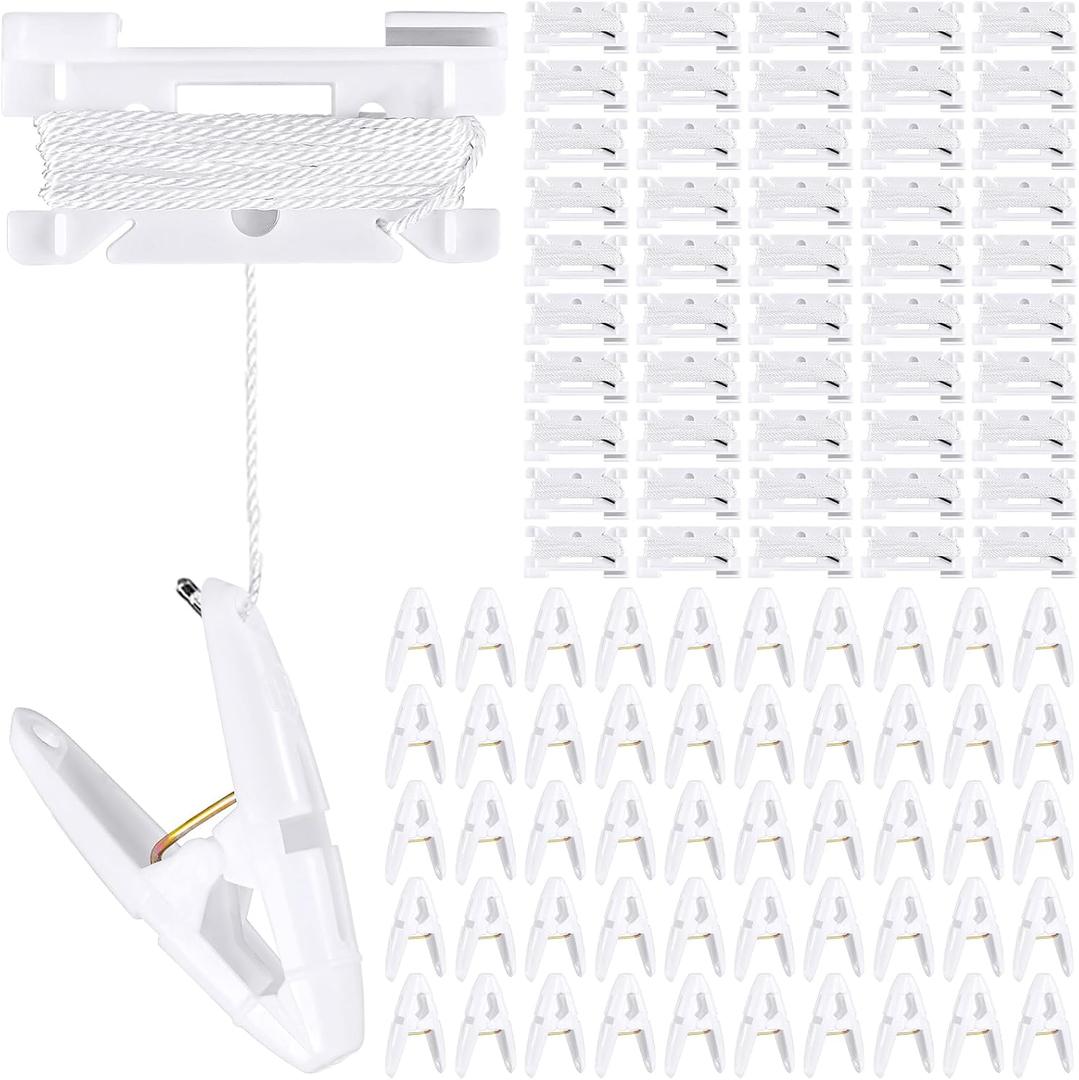 50 Pairs Drop Ceiling Clips for Classroom Ceiling Hanging Hooks White Hangers Clips for Hanging Drop Grid Decorations