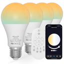 ORALUCE LED Remote Control Light Bulbs 60 Watt Equivalent, Dimmable 2700-6500K Lightbulbs E26 Base, A19 Bluetooth Smart Light Bulb for Lamp, Bedroom, 4 Pack with Remote Control