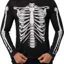 Spooktacular Creations Halloween Men Skeleton Costume Long Sleeve shirt for Adult, Halloween Costumes for Men 2025 (L)