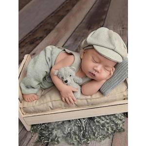 Newborn Photography Props Outfit Baby Photography Props Newborn Gentleman Suit Photography Outfits Boy Suspender Pant (Light Green)