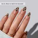 BTArtbox Press On Nails Almond - Gilder Roar, Sparkly Leopard Medium Press On Nails with Glue and Adhesive Tabs for Women, Soft Gel Glue On Nails in 16 Sizes - 32 Stick On Nails Kit