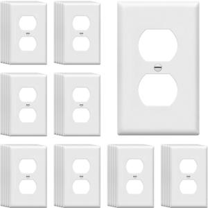 ENERLITES Duplex Receptacle Outlet Wall Plate, Gloss Finish, Size 1-Gang 4.50" x 2.76", Unbreakable Polycarbonate Thermoplastic, UL Listed, 8821-W-40PCS, White (40 Pack)
