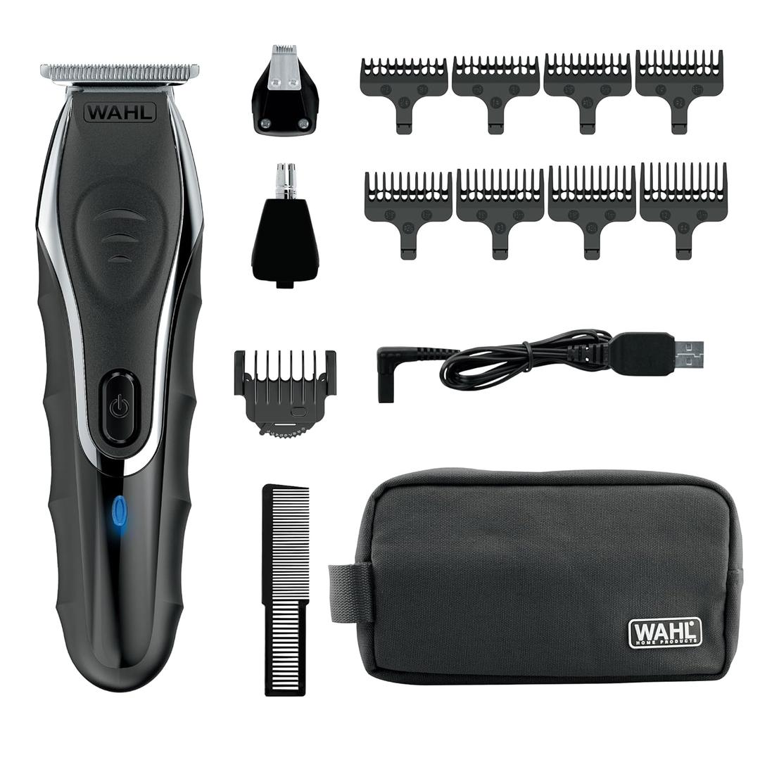 Wahl Aqua Blade Rechargeable Wet/Dry Lithium-Ion Deluxe Beard Trimmer for Men - Interchangeable Heads for Detailing, Hair, Mustache and Body Grooming - Model 9899-100