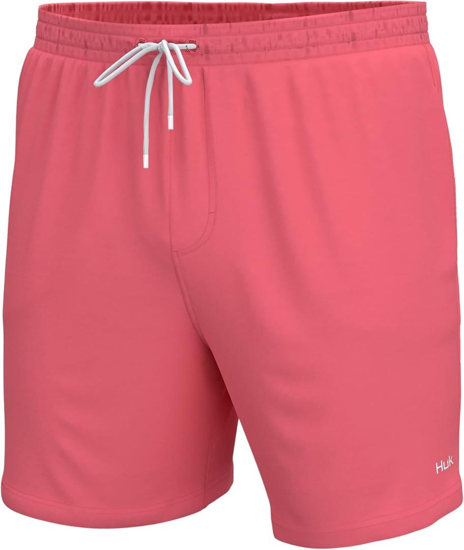 HUK Pursuit Volley, Quick-Dry Fishing Shorts for Men (Large, Sunwashed Red)