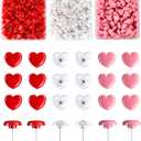 420PCS Cute Thumb Tacks for Cork Board, Heart Pink Red Transparent Push Pins