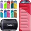 Camping Sleeping Bag, 32 Sleeping Bags for Adults Kids Teens Cold Weather Warm Sleeping Bag Winter for 3-4 Season Camping, Camping Gear Equipment, Traveling, and Outdoors (Red)