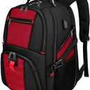 Travel Backpack, Extra Large 50L Laptop Backpacks for Men Women, Water Resistant College Backpack Airline Approved Business Work Bag with USB Charging Port Fits 17 Inch Computer, Bright Red