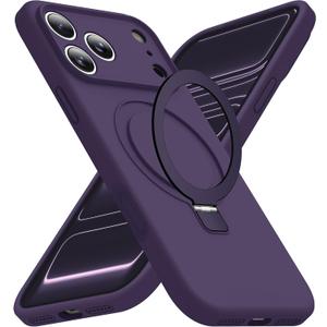 Compatible with iPhone 17 Pro Case with Magnetic Invisible Stand Compatible with Mag-Safe Military Drop Tested Shockproof Silicone iPhone 17 Pro Phone Cases for Women Men 6.3"Purple