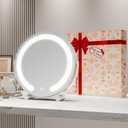 ROLOVE Vanity Mirror with Lights, 12 Inch Light Up Makeup Mirror, LED Makeup Mirror with Lights for Bedroom Tabletop, Smart Touch Control 3 Colors Dimmable, 360 Rotation, White