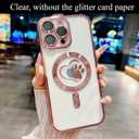 for iPhone 16 Pro Case, Glitter Clear Cute Paw Love Heart, Compatible with MagSafe, Strong Magnetic Full Camera Lens Protection Cover, Soft Slim Bling Phone Case 6.3" - Pink