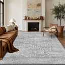 8x10 Area Rugs for Living Room Washable Large Vintage Grey Rugs