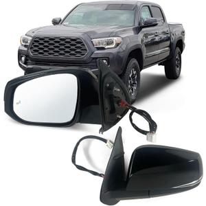 Left Driver side Mirror Fits 2016-2022 Toyota Tacoma With Power Glass, Heated, Turn Signal, Blind Spot Detection and Manual Folding Match to Midnight Black Metallic Replace TO1321350(8Pins)