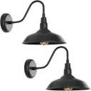 Black Outdoor Barn Light with Wall Mount 2 Pack Exterior Gooseneck Lights with 10" Dome, Farmhouse Style Outside Wall Sconce for House, Porch, Patio