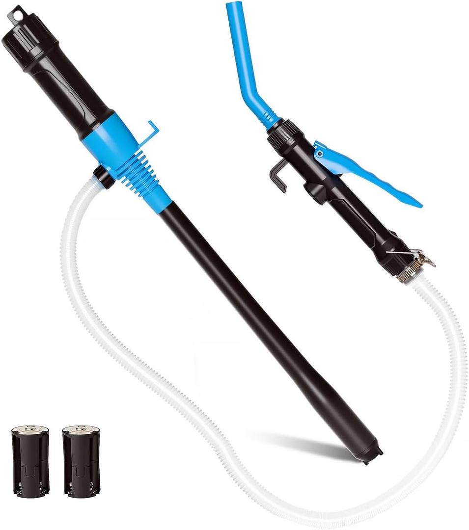 XWJNE Portable Transfer Pump Battery Operated Electric Siphon Pump 2.2 GPM Flow for Gas, Fuel, Diesel, Water Transfer Oil Extractor Hand Fuel Transfer Pump, Blue