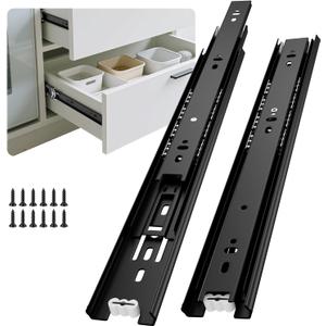 Full Extension Ball Bearing Drawer Slides 12 Inch Side Mount Cabinet Rails 1 Pair Tool Box Trash Can Glides Heavy Duty Kitchen Drawer Runners 100LB Capacity