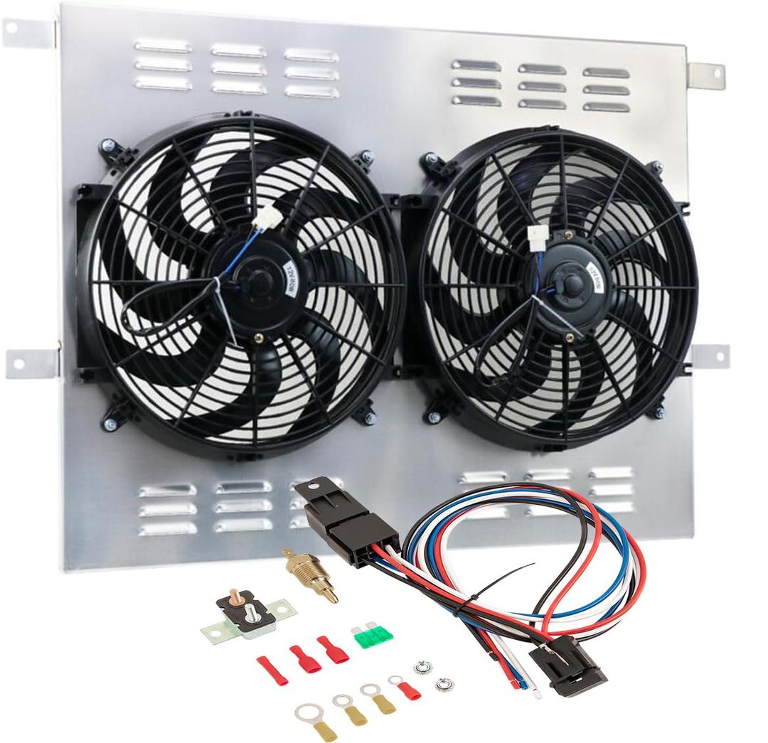 Radiator Shroud Fan for 1983-1996 1995 Ford F150 F250 F350 F59 6.9L 7.3L V8 Electric Fan with Relay kit