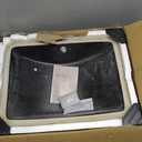 Sarlai Undermount Bathroom Sink - 21 x 15 inch Rectangular Vessel Sink Undermount Modern Ceramic Rectangle Vanity Sink Art Basin with Overflow, Interior Bowl Size 19-2/9" x 13-1/9" (Black)