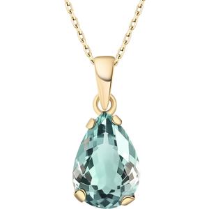 14K Gold Plated Gemstone Necklace for Women - Birthestone Teardrop Necklace - Gold Jewelry for Women - Dainty Gold Necklace - Everyday Necklaces - Gold Necklaces for Women (03-Mar.-Aquamarine)