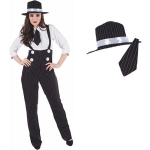 fun shack 20s Mobster Costume for Women, 1920s Gangster Outfit, Halloween Gangster Costume for Women, Vintage Style (X-Large, Black)