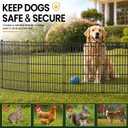 4 Panels No Dig Garden Fence with Gate, 48in(H) 10.5ft(L) Decorative Metal Outdoor Dog Fence, Rustproof Pet Fencing for Yard, Patio, Flower Bed -Temporary Fencing| Easy to Install