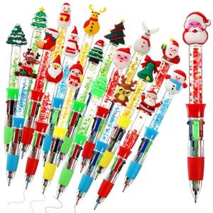 Gersoniel 20 Pcs Christmas Multicolor Ballpoint Pens 4-in-1, Santa Claus Snowman Elk Xmas Tree Sock Patter, Cartoon Cute Fun Pens for Christmas Party Gifts Supplies Goodies Treat Bag Stuffer