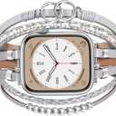 MOFREE Boho Leather Bracelet Compatible with Apple Watch Band 38mm 40mm 41mm Women, Adjustable iPhone Watch Bands Fancy Jewelry Multilayer Strap Wrap for iWatch Bands Series 10 9 8 7 6 5 4 3 2 1 SE