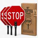 Hand Held Stop Sign With Handle, 18x18, 3 Pack, Aluminum Composite