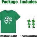 2 x 6Size Shirt+Earrings St Patricks Day Shirt Women St Patricks Day Outfits for Women Shamrock Earrings Accessories (3X-Large)