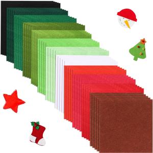 Tatuo 96 Pieces Christmas Felt Fabric Sheets Squares Soft Assorted Colors Felt Craft Sheets for DIY Crafts Sewing Christmas Decoration, 4 x 4 Inch(12 Colors)