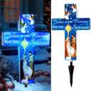 Yousoontic Outdoor Nativity Scene Solar Lighted Religious Christmas Garden Stake Nativity Scene Yard Decorations Solar Light up Holy Night Cross Stake Decor for Christmas Outside Patio Yard(Stylish)