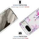 Case for Pixel 8 Case, for Google 8 GKWS6 G9BQD Case with Tempered Glass Screen Protector, Soft 360 Full Body Shockproof Hybrid Crystal Clear Case Cover for Google Pixel 8 Rose Flower