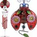 CoTa Global Ladybug Wind Chime - Handmade Glass and Metal Chime - Bug Wild Life Hanging Decor - Colorful Home Decor Gift, Indoor and Outdoor Hanging Decoration For Porch, Patio, and Garden - 33.5 Inch