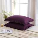 Merryword Dark Purple Pillow Shams Purple Ruffle Standard Pillowcases Cute Pillow Cover Set of 2 Shabby Chic Soft Microfiber Pillowcases 2 Pack